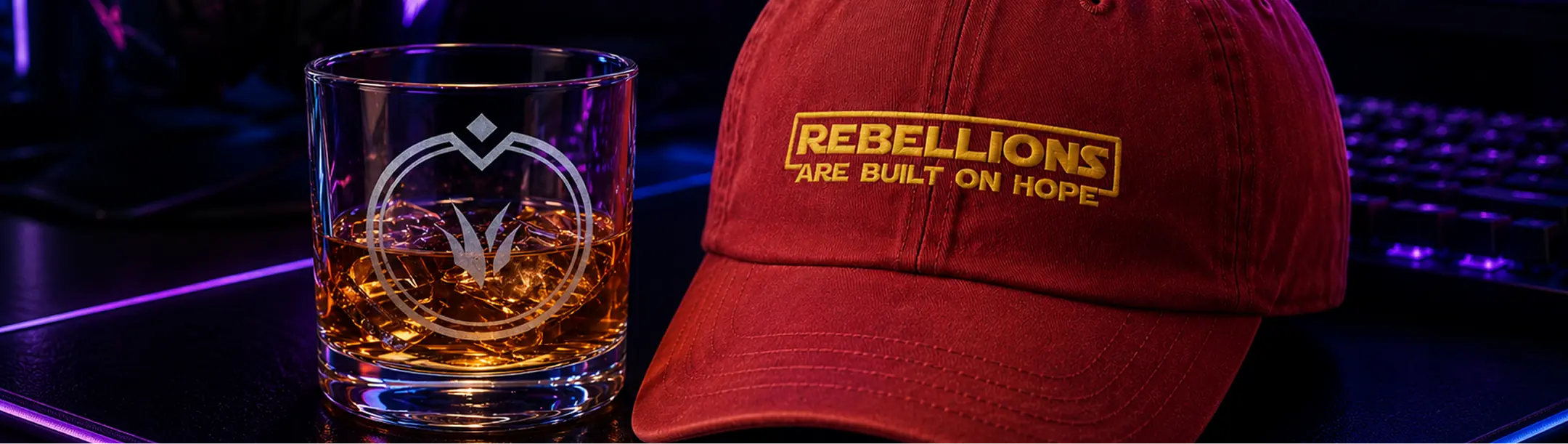 Hat & Whiskey Glass Mockup